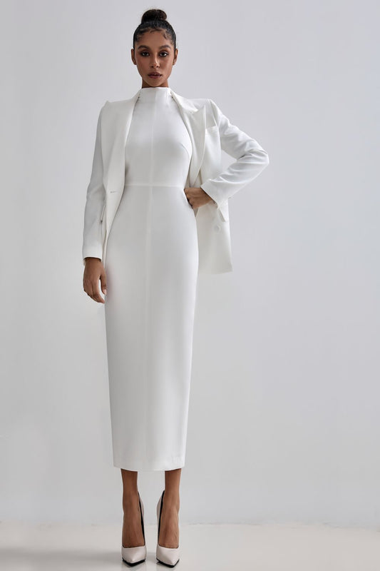 High-Neck Bodycon Midi Dress