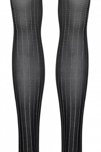 Sheer Tights with Crystal Stripes