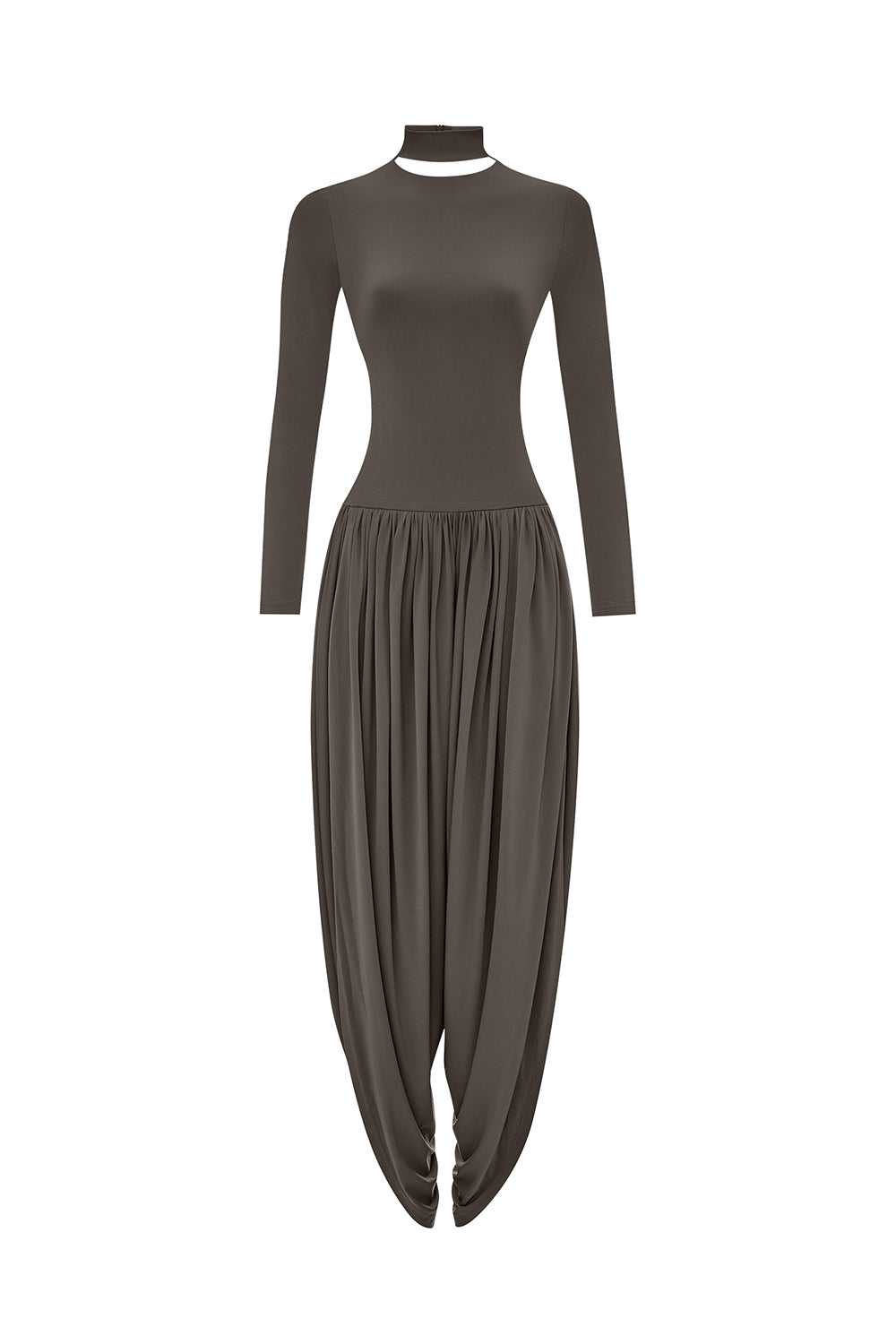 Draped High-Neck Jumpsuit