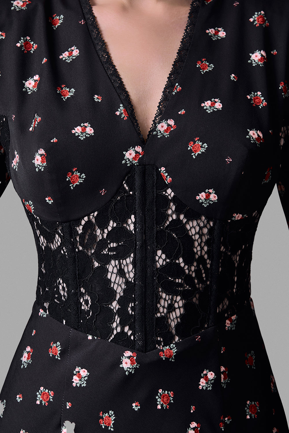 Midi Dress with Lace Trim