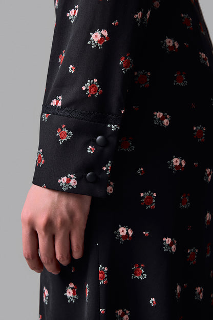 Midi Dress with Lace Trim