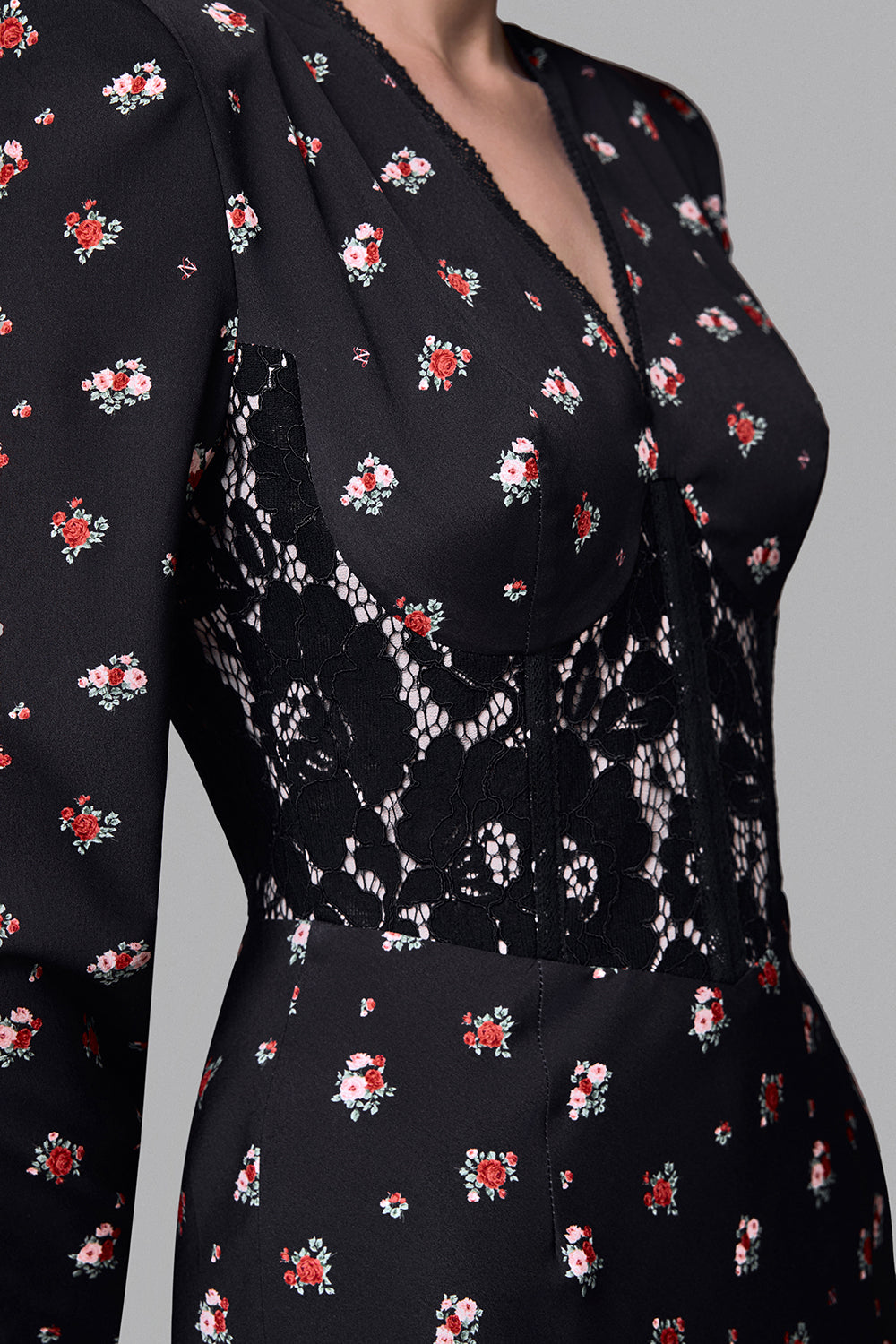 Midi Dress with Lace Trim