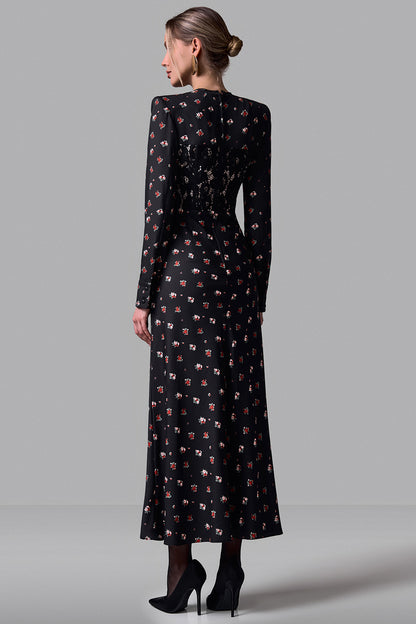 Midi Dress with Lace Trim