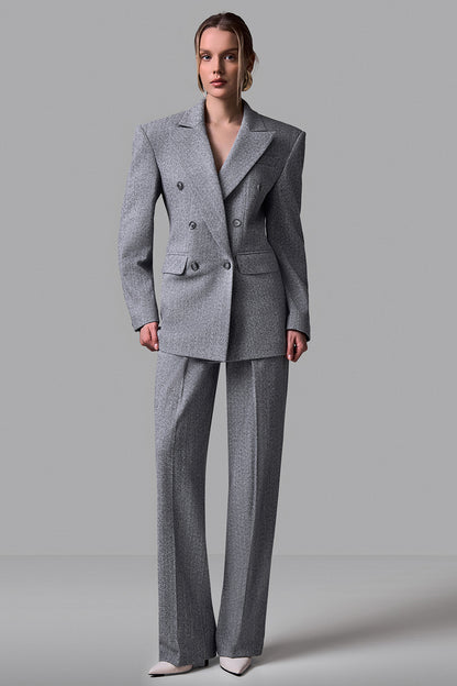 Herringbone Double-Breasted Blazer