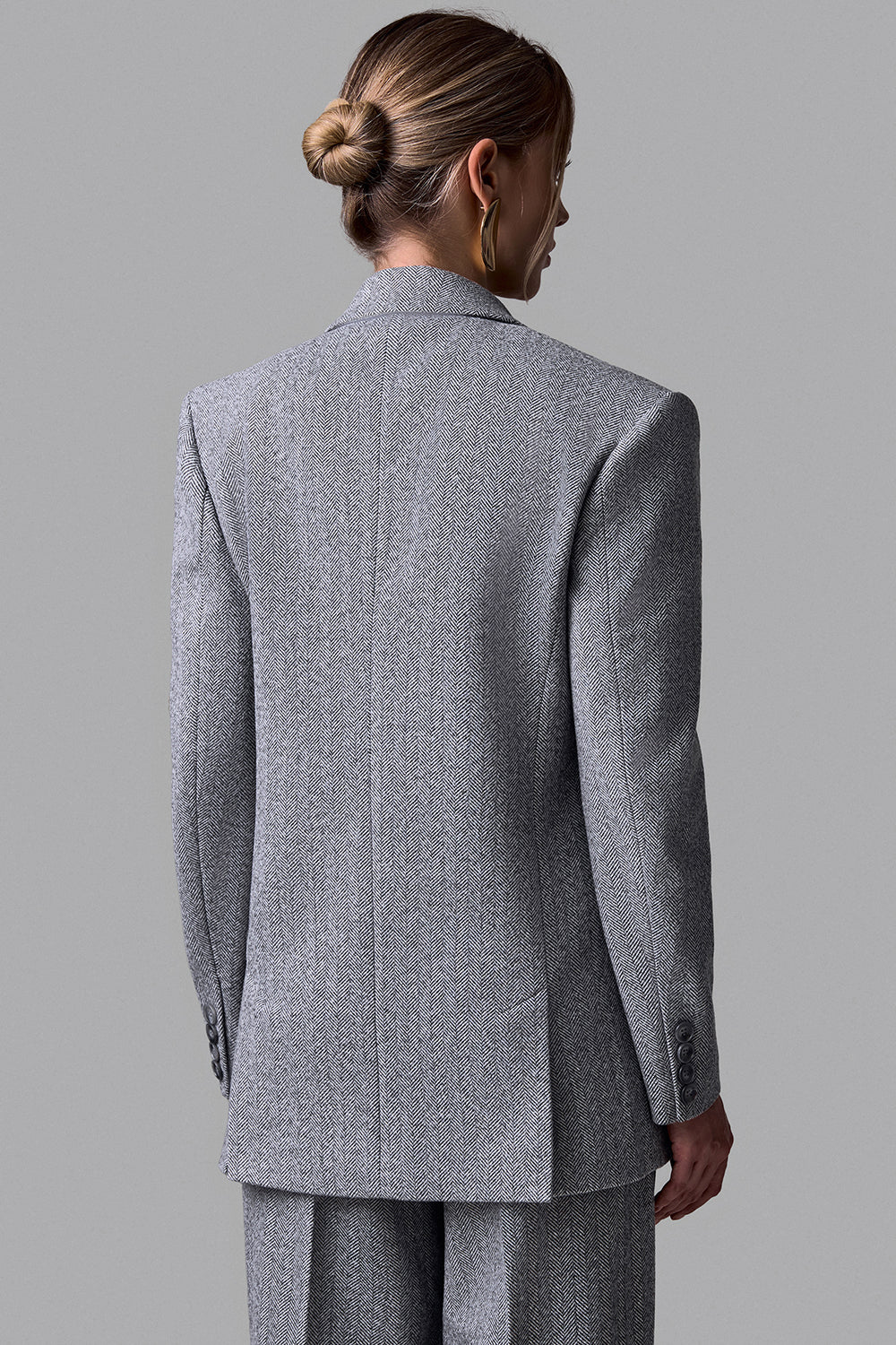 Herringbone Double-Breasted Blazer