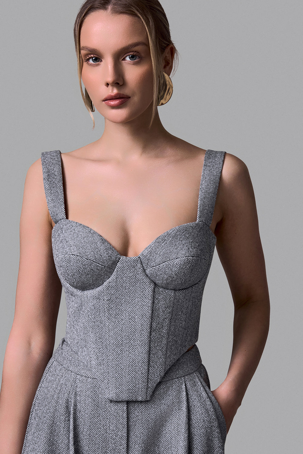 Elegant Tweed Corset Top