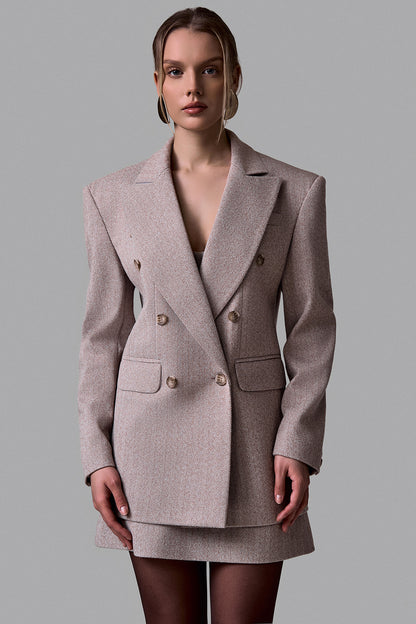Herringbone Double-Breasted Blazer