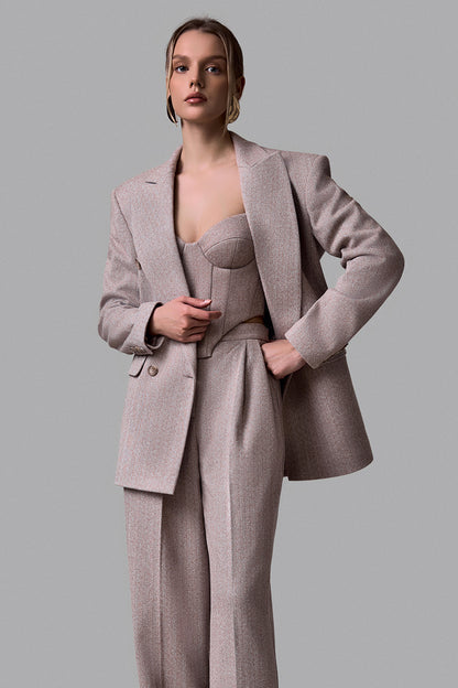 Herringbone Double-Breasted Blazer