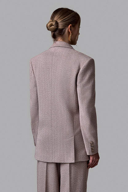 Herringbone Double-Breasted Blazer