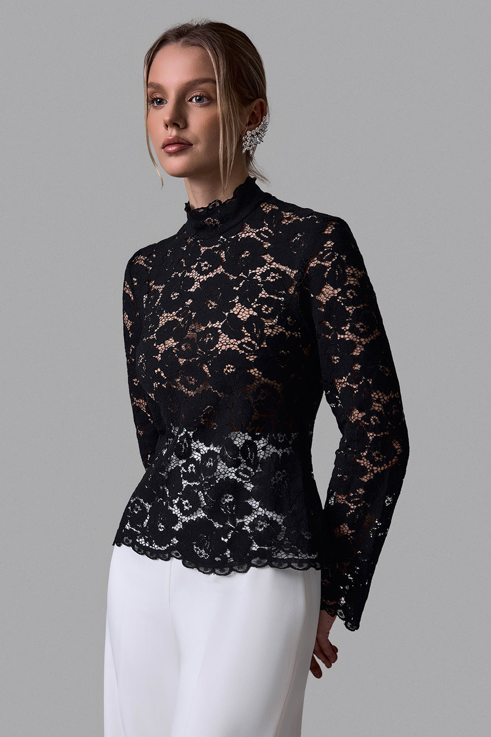 Lace High Neck Blouse