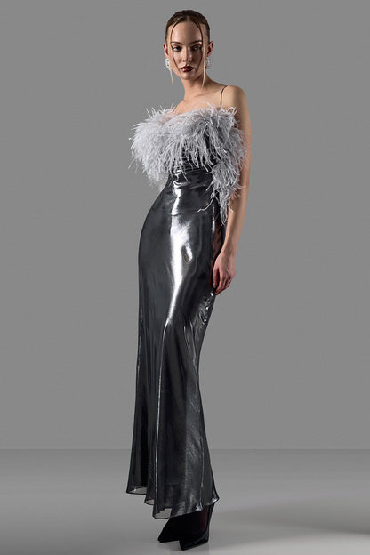 Evening Gown with Ostrich Feather Bodice