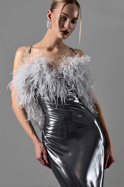 Evening Gown with Ostrich Feather Bodice