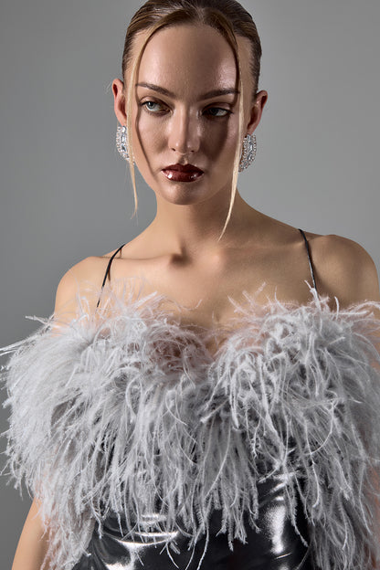 Evening Gown with Ostrich Feather Bodice