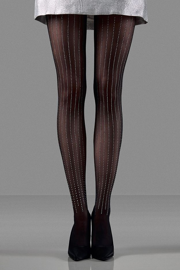Sheer Tights with Crystal Stripes