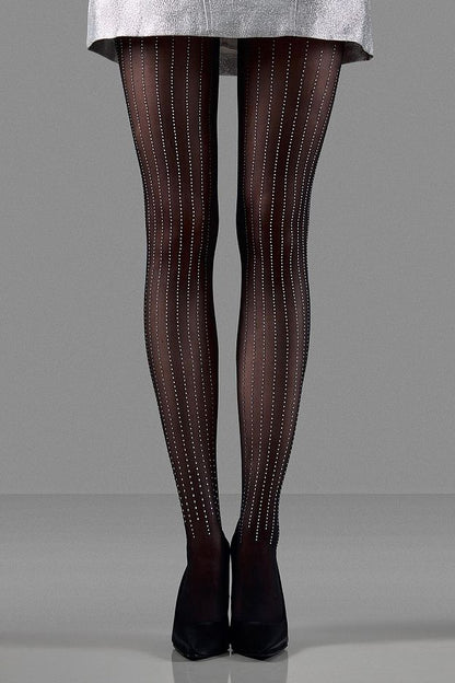Sheer Tights with Crystal Stripes
