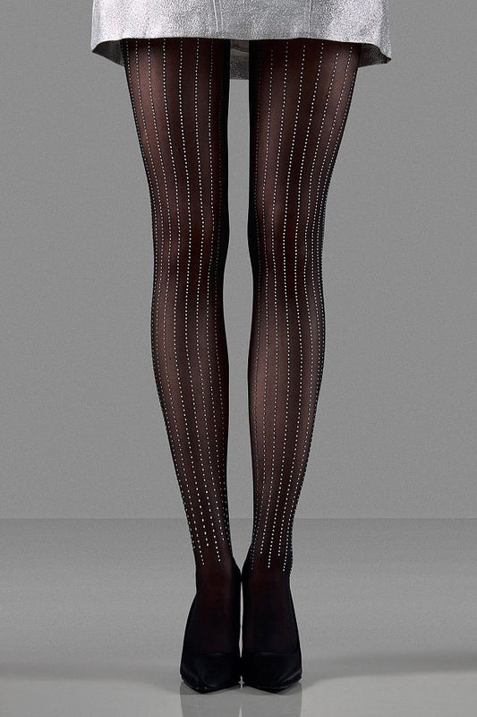 Sheer Tights with Crystal Stripes