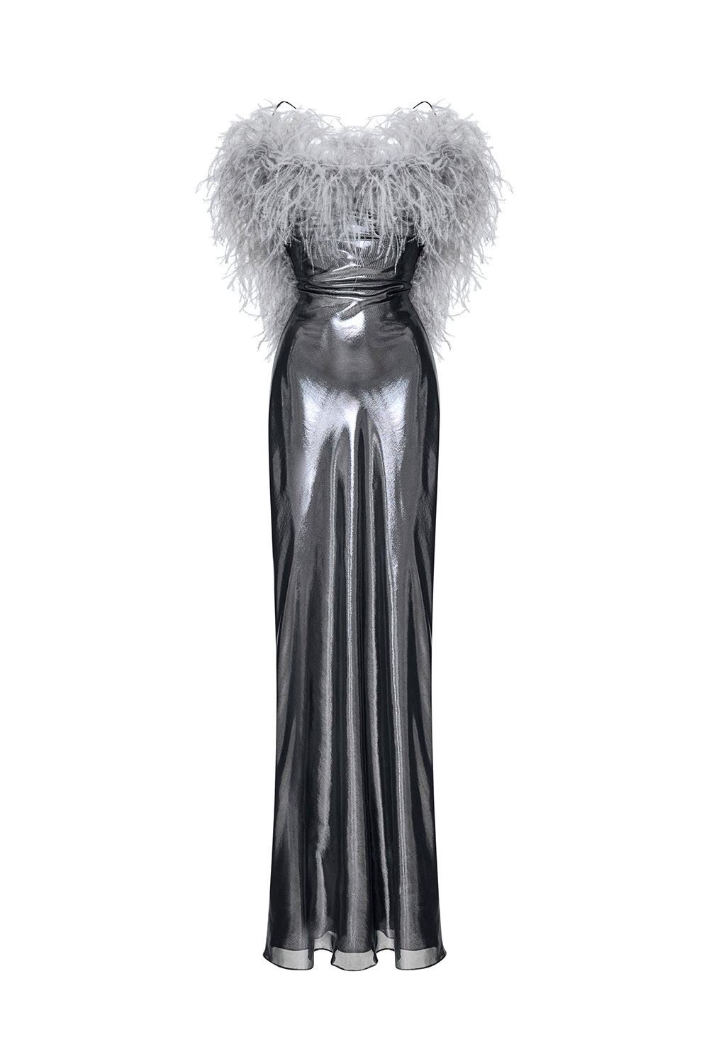 Evening Gown with Ostrich Feather Bodice