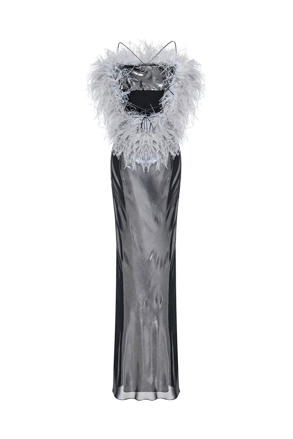 Evening Gown with Ostrich Feather Bodice