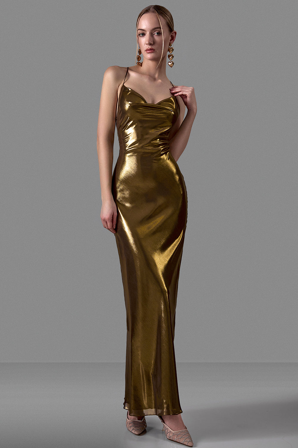 Metallic Dress With Open Back