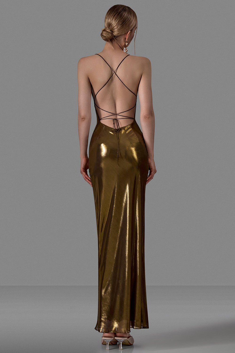 Metallic Dress With Open Back