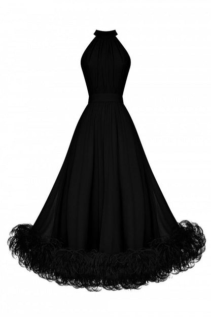 Halter-Neck Evening Dress