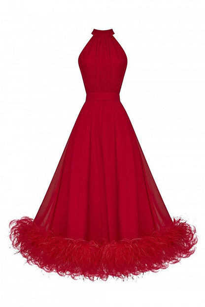 Halter-Neck Evening Dress