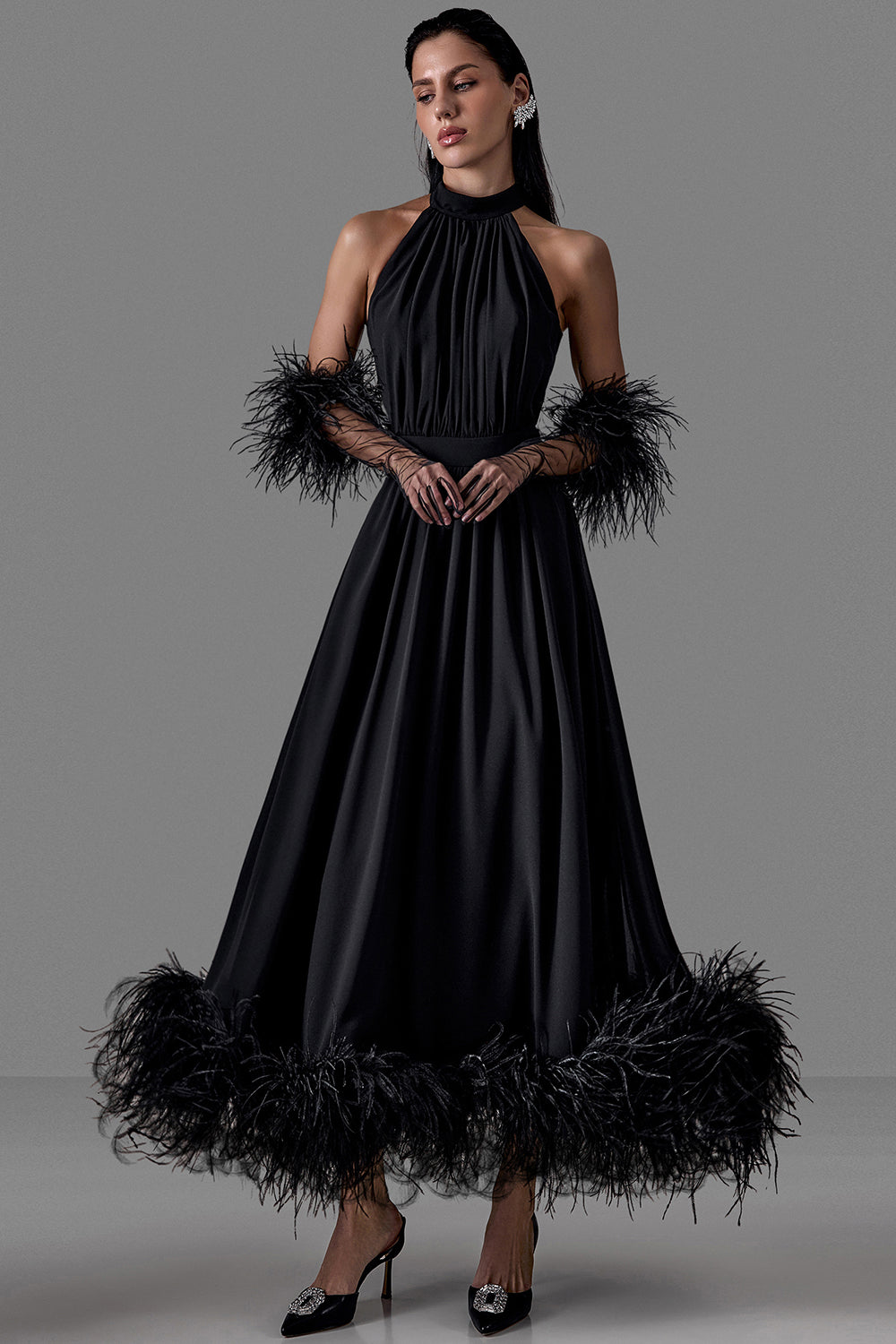 Halter-Neck Evening Dress