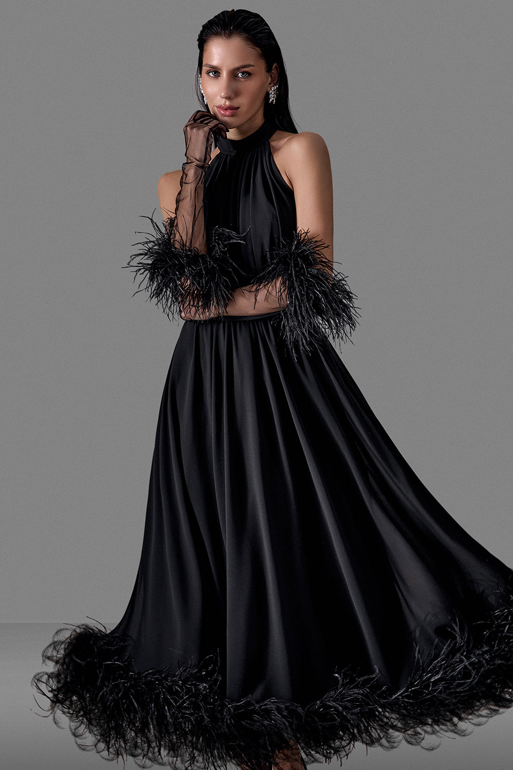Halter-Neck Evening Dress