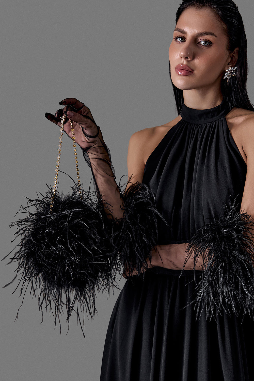 Halter-Neck Evening Dress