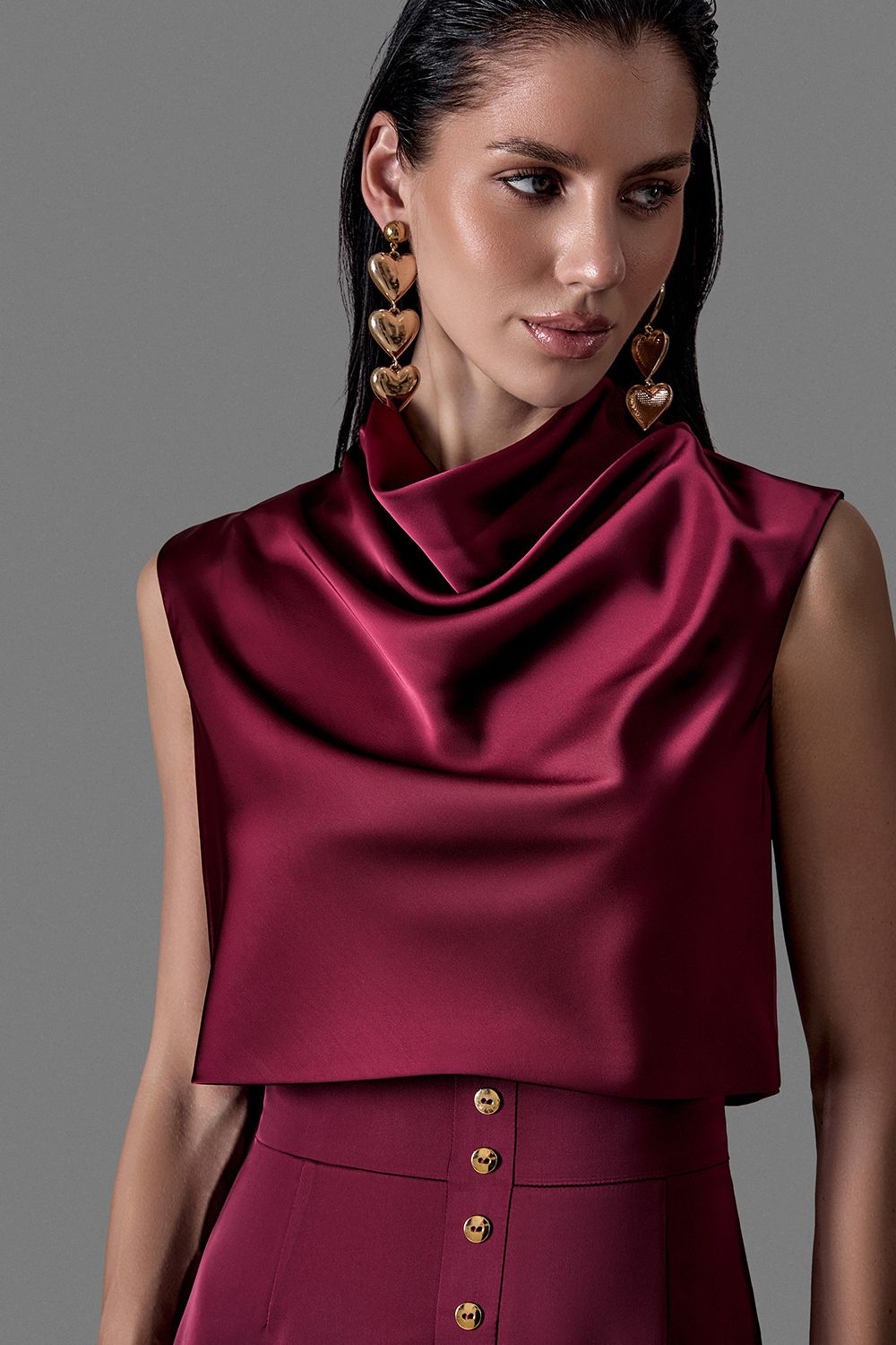 Satin Top With Draping