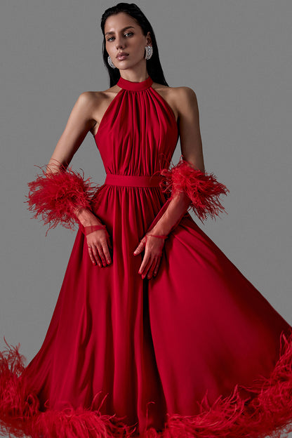 Halter-Neck Evening Dress