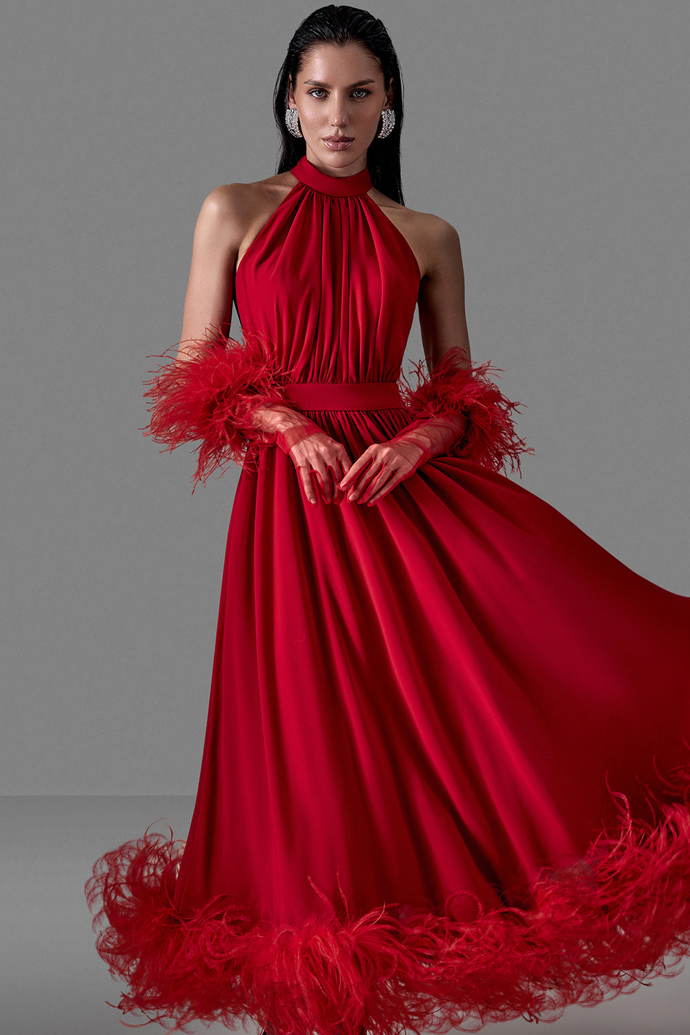 Halter-Neck Evening Dress