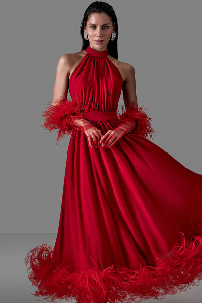 Halter-Neck Evening Dress