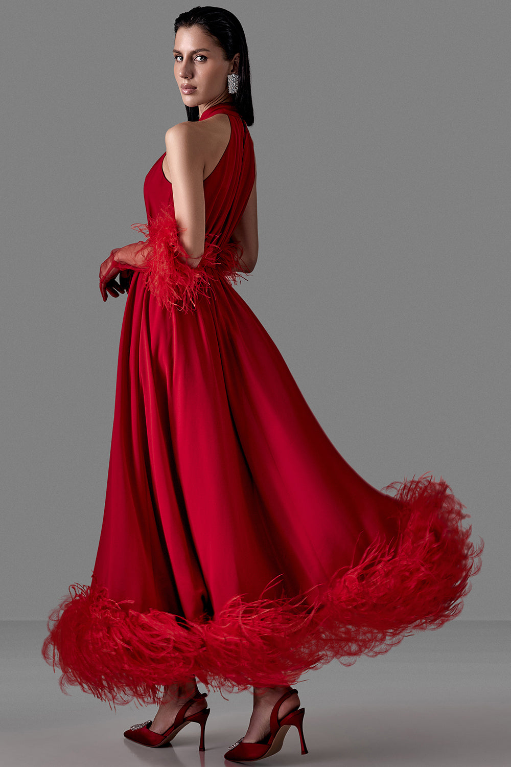 Halter-Neck Evening Dress