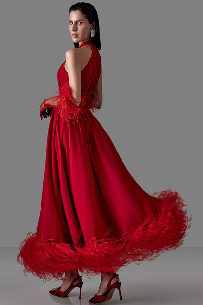 Halter-Neck Evening Dress