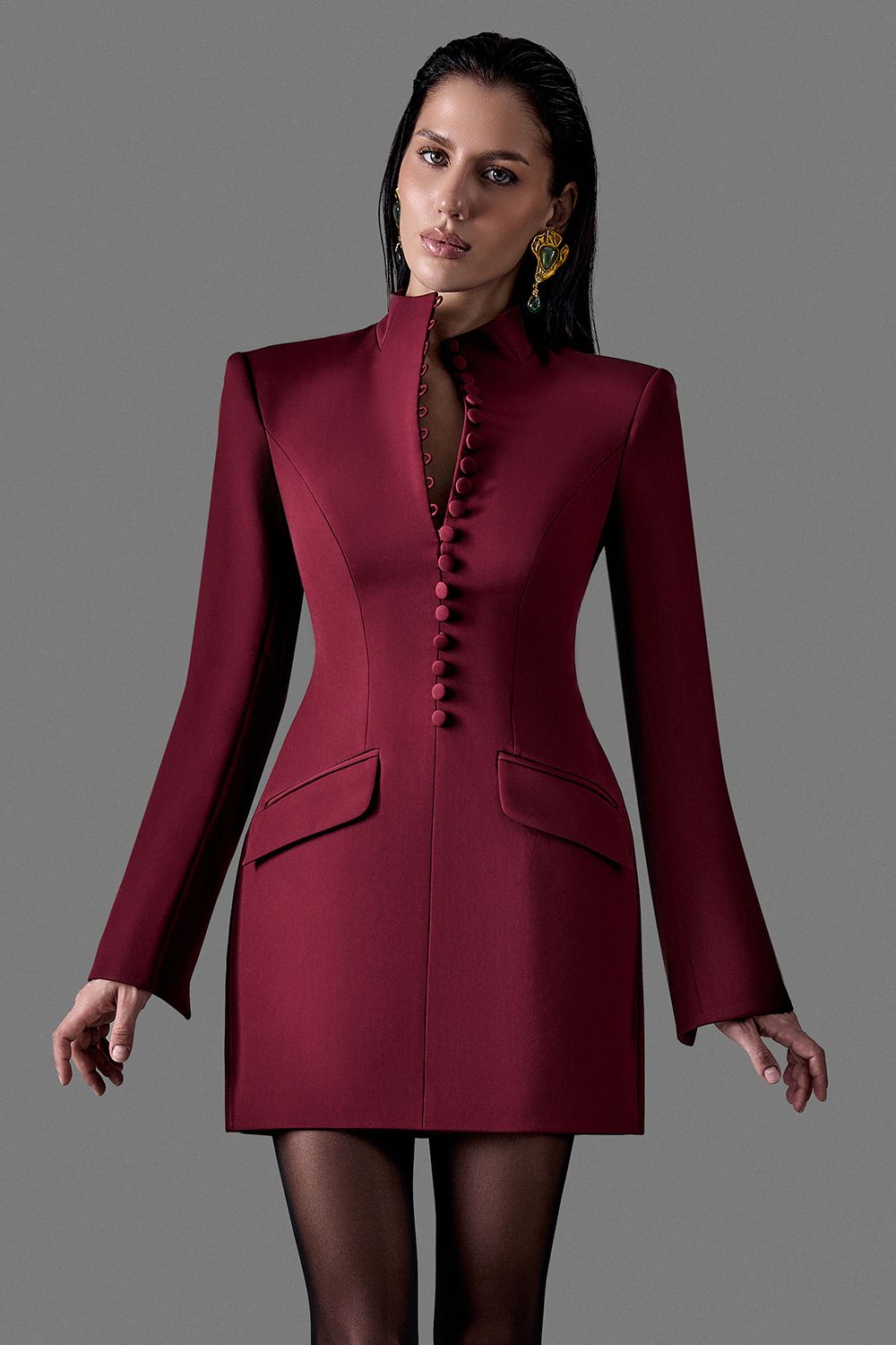 Button-Front Blazer Dress