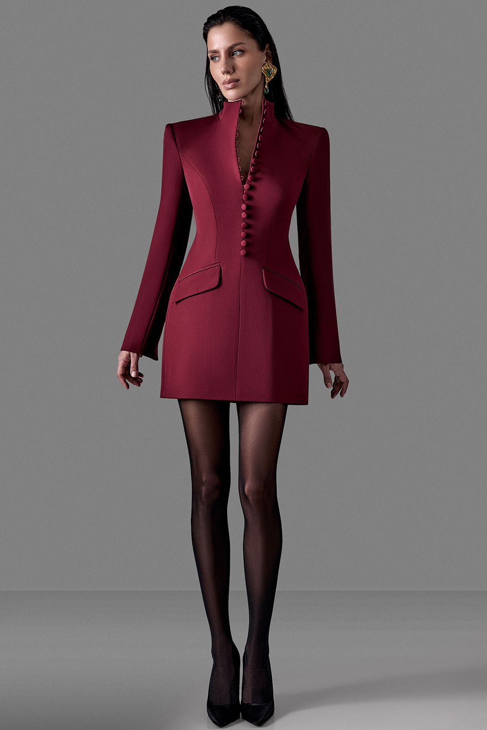 Button-Front Blazer Dress
