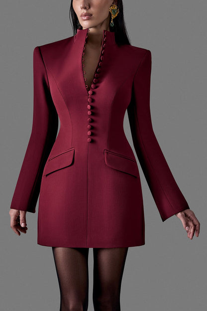 Button-Front Blazer Dress