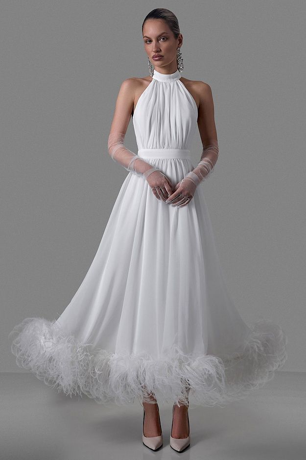 Halter-Neck Evening Dress