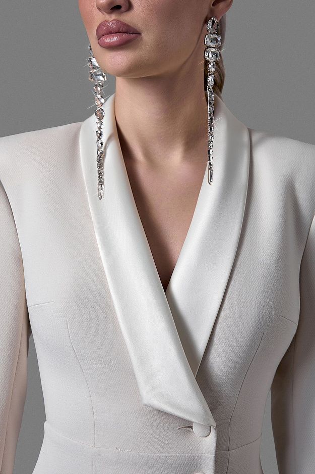 Suiting Fabric Maxi Tuxedo Dress