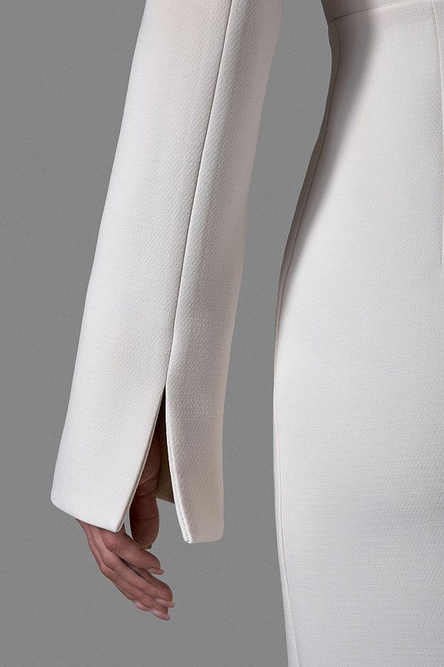 Suiting Fabric Maxi Tuxedo Dress