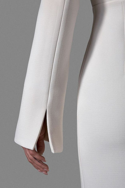 Suiting Fabric Maxi Tuxedo Dress