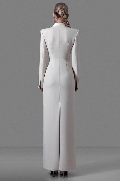 Suiting Fabric Maxi Tuxedo Dress