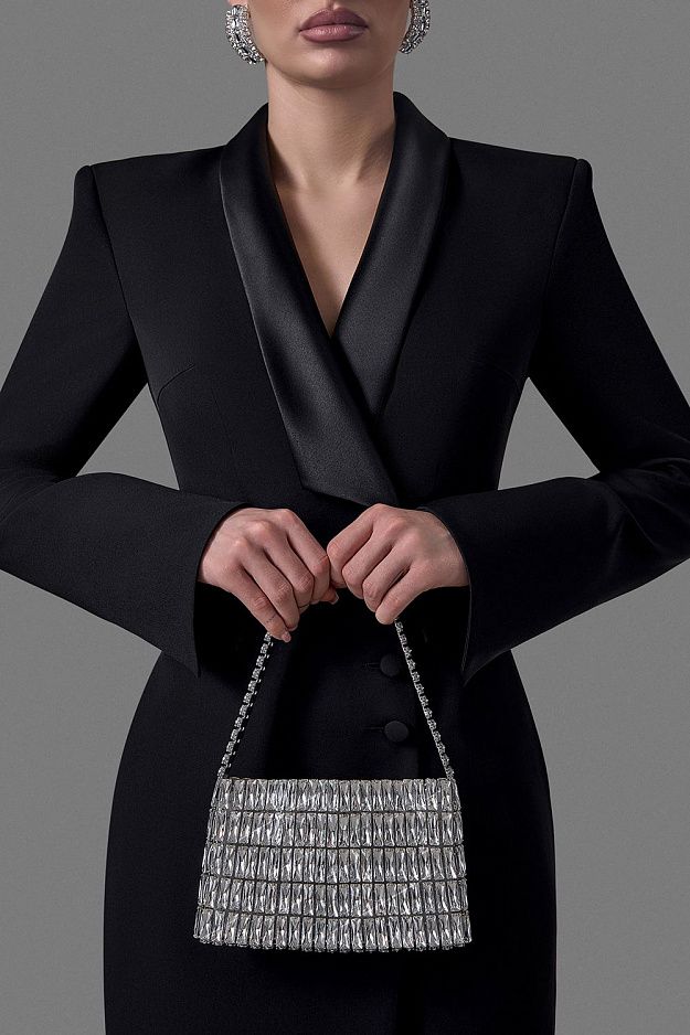 Suiting Fabric Maxi Tuxedo Dress