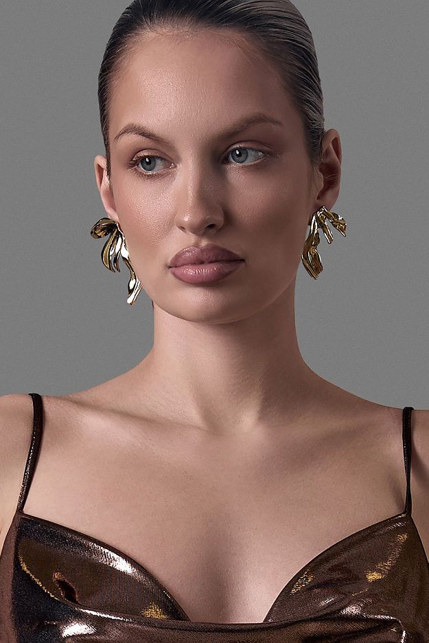 Gold-Tone Leaf Earrings