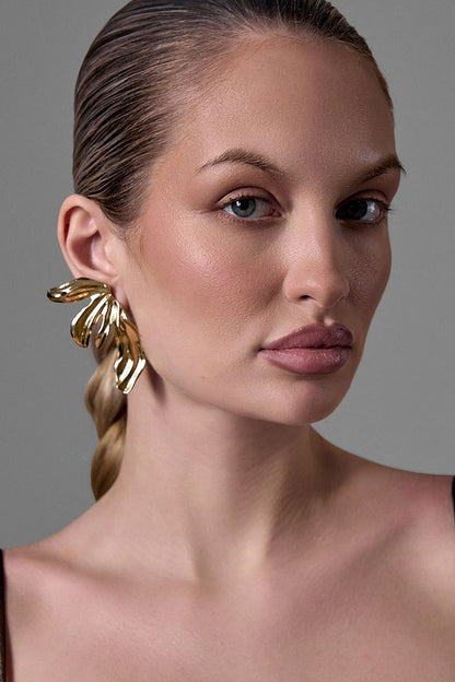 Gold-Tone Leaf Earrings