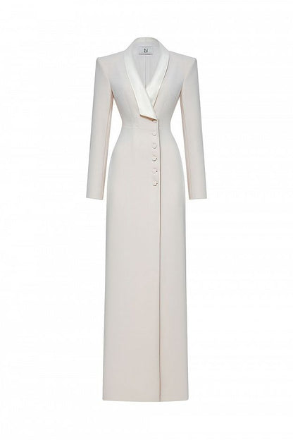 Suiting Fabric Maxi Tuxedo Dress