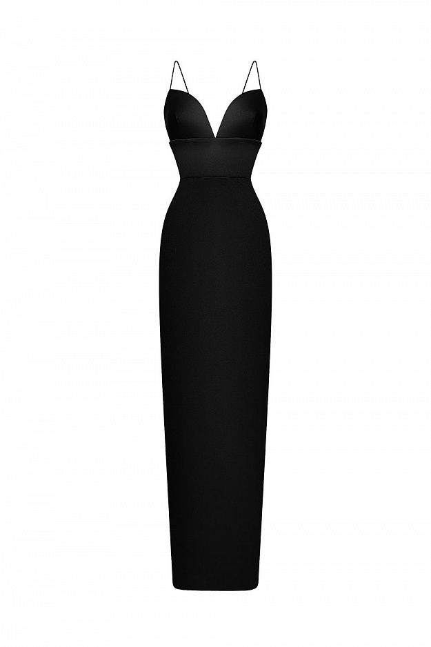 Form-fitting dress with slender shoulder straps