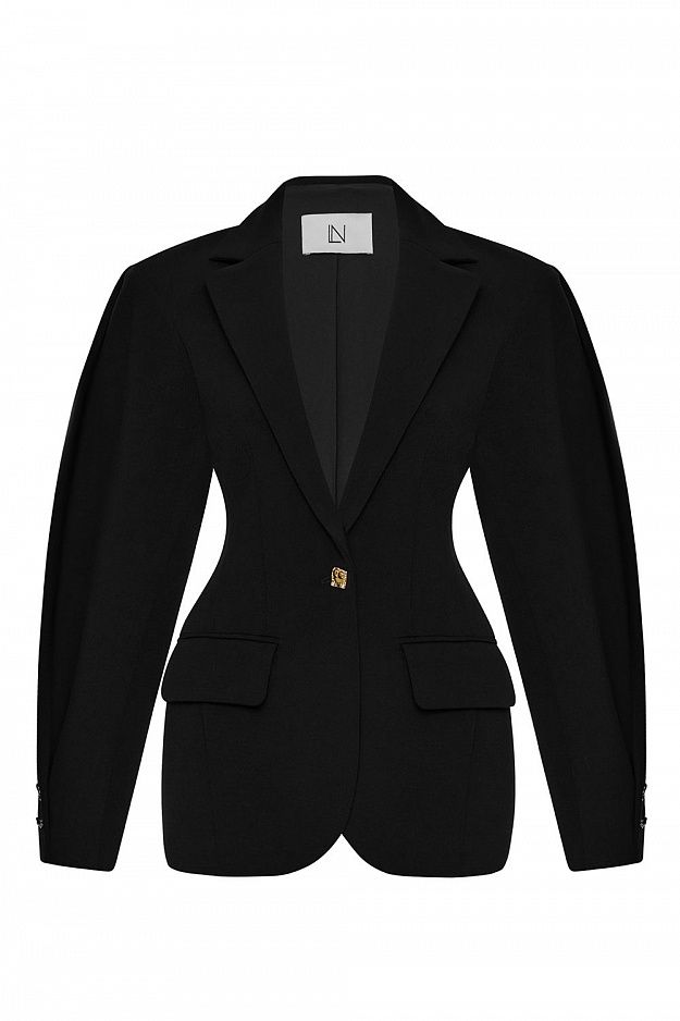 Fitted Silhouette Blazer with Statement Sleeves