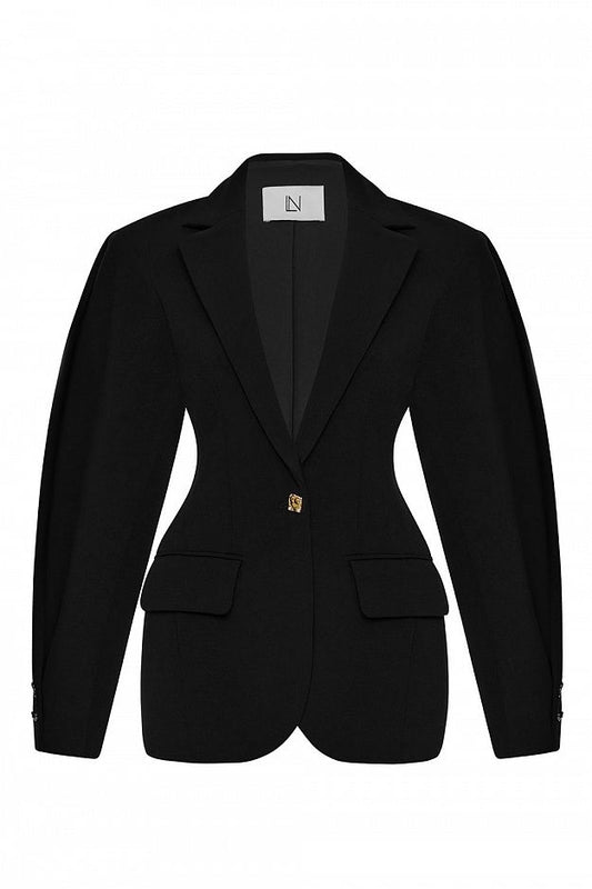 Fitted Silhouette Blazer with Statement Sleeves